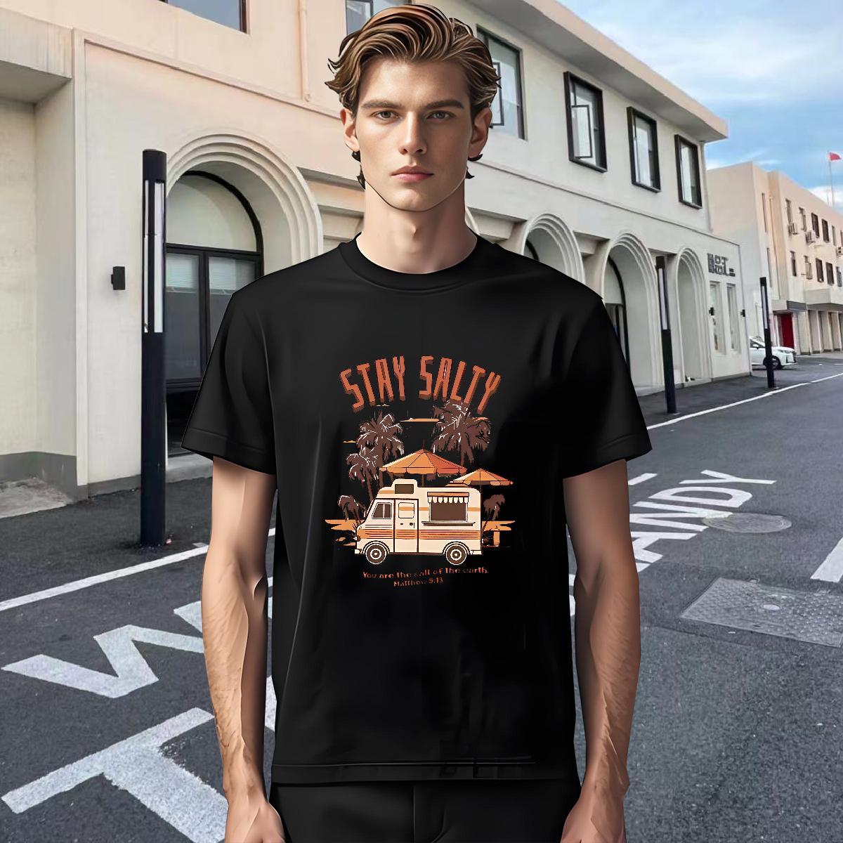 Loose Fit Tshirts Spring Summer 100% Cotton 230g Custom Printed Breathable Short Sleeve take a holiday T shirt Wholesale Clothings