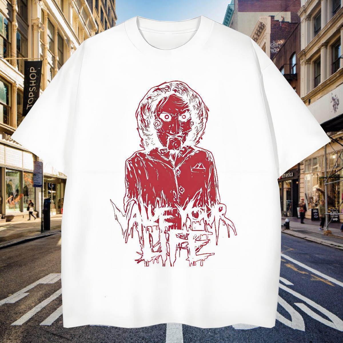 T Shirts Men 230g Pure Cotton scary Sport Breathable Soft Plus Size Cartoon Men Tops Tees Stylist Cool Polos