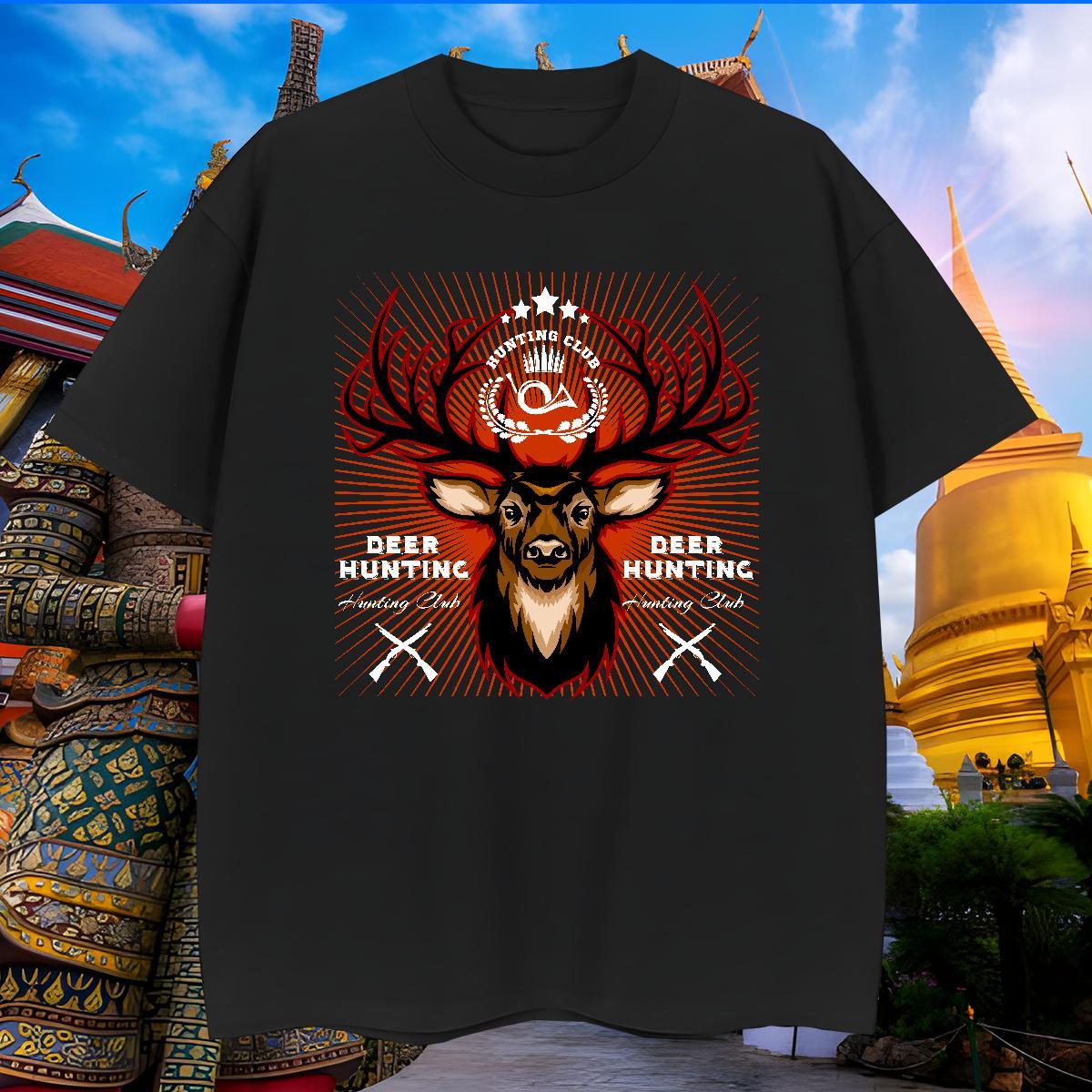 Cool T Shirts Men deer Pure Cotton Sports Casual Graphic 230g 100% Cotton Tshirts 2024 Summer Wear