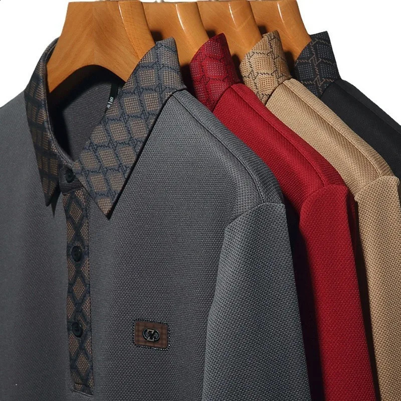4 Colors Spring Mens Long Sleeved POLO Shirt Middle Youth Fashion Casual Polo Collar Long T-shirt Bottom Top 240820