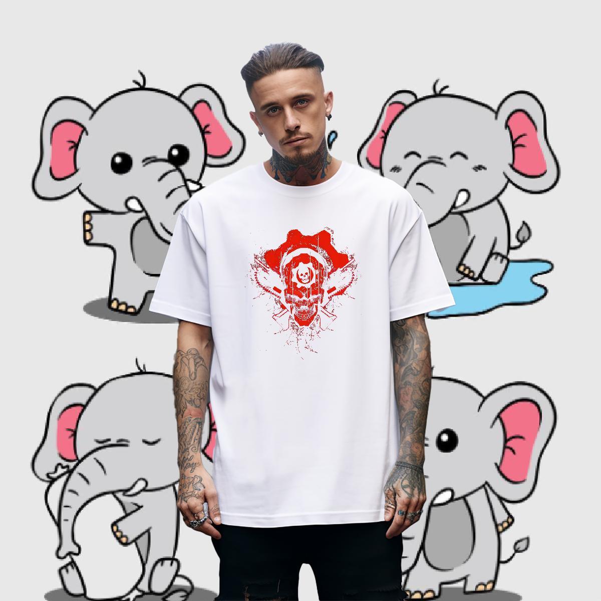Custom skull Men Tees 100% Cotton 230g T-Shirts for Men Oversized 3XL 4XL Casual Beach Breathable Short Sleeve Comfortable Top Tees