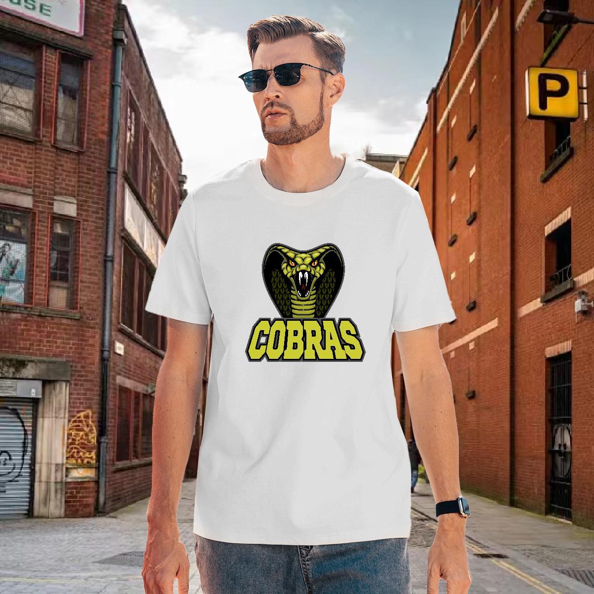 Cool Man T Shirts cobra Round Neck Short Sleeve Casual Skull 230g Pure Cotton Men Tshirts DIY Top Tees