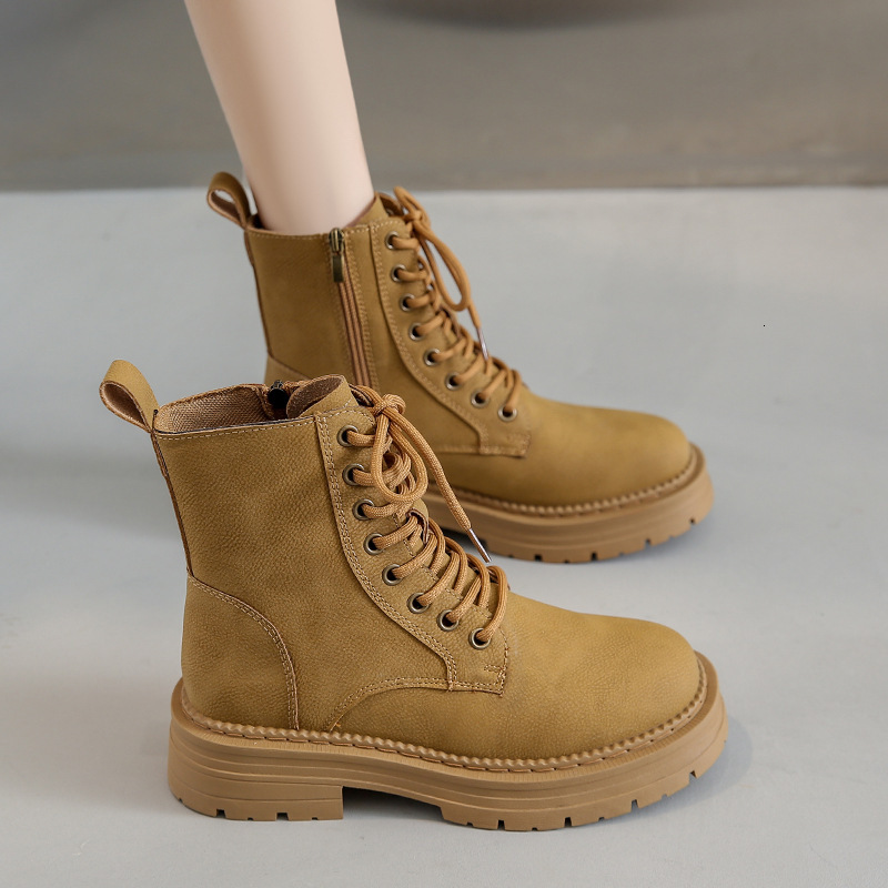 Ddmysports Instagram Trendy Martin Women S Summer New British Thick Sole Student Short Versatile Motorcycle Yellow Boots OUTDOOR