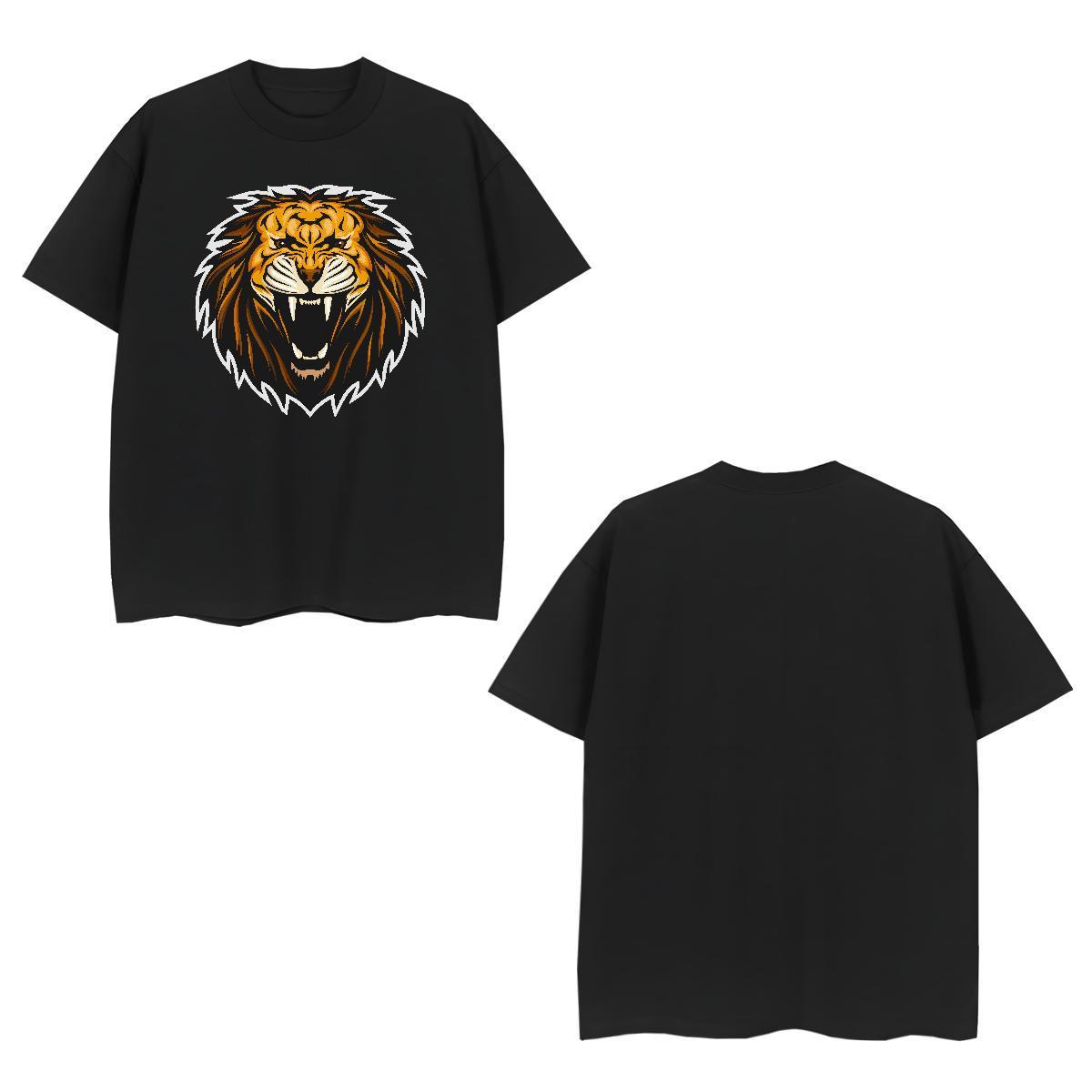 Comfortable T shirt lion Breathable Soft Sport Graphic 230g Cotton Mens Tshirts Brand Clothings