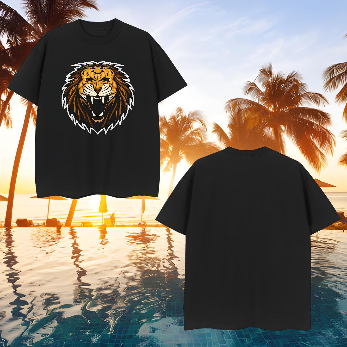 Comfortable T shirt lion Breathable Soft Sport Graphic 230g Cotton Mens Tshirts Brand Clothings