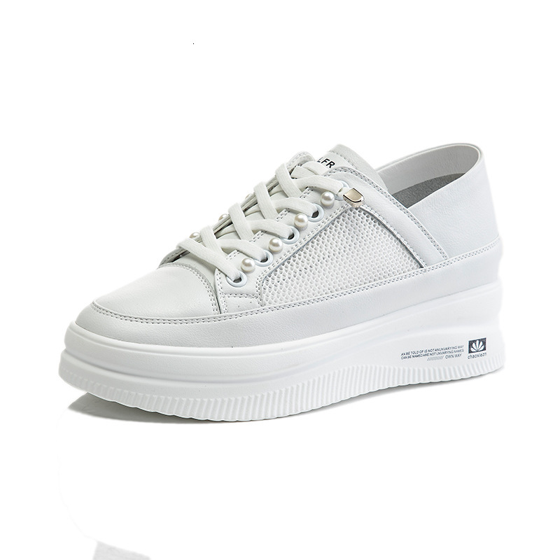 Ddmysports Genuine Leather Mesh Sole Shoes For Women In New Summer Thick Soles Elevated Height Fashionable Casual Flat Shallow Mouth S Trend OUTDOOR