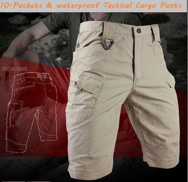 Mens highquality cargo shorts tear resistant military training fashionable casual knee length shorts; 240819