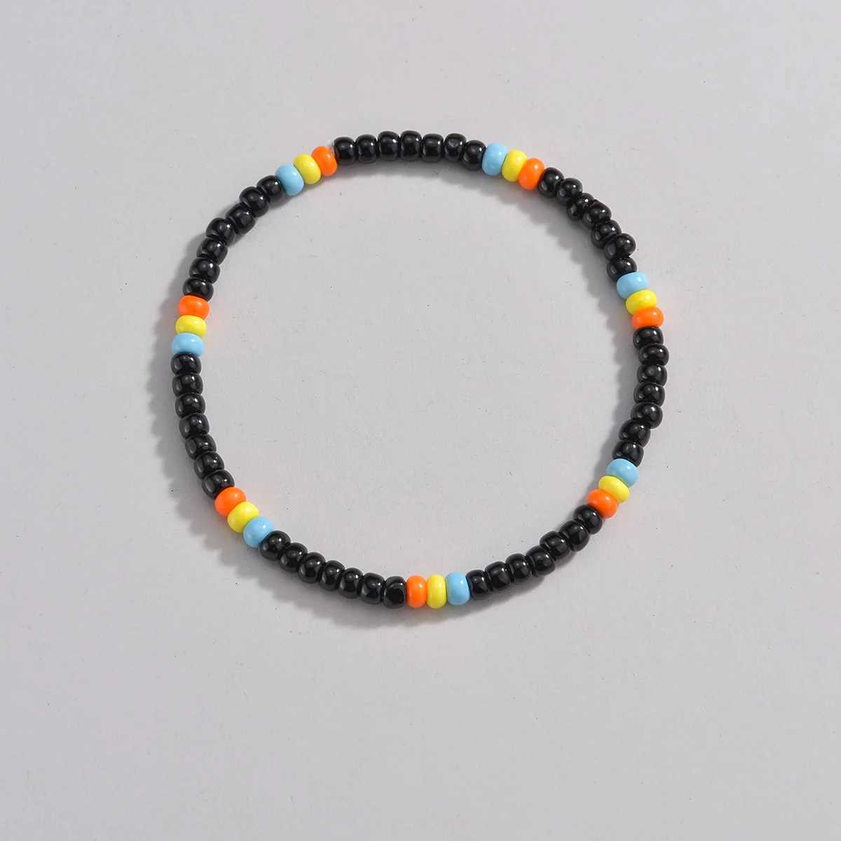 Holiday Beach Style Black Beaded Mixed Matching Colored Rice Beaded Womens Foot Chain W240815