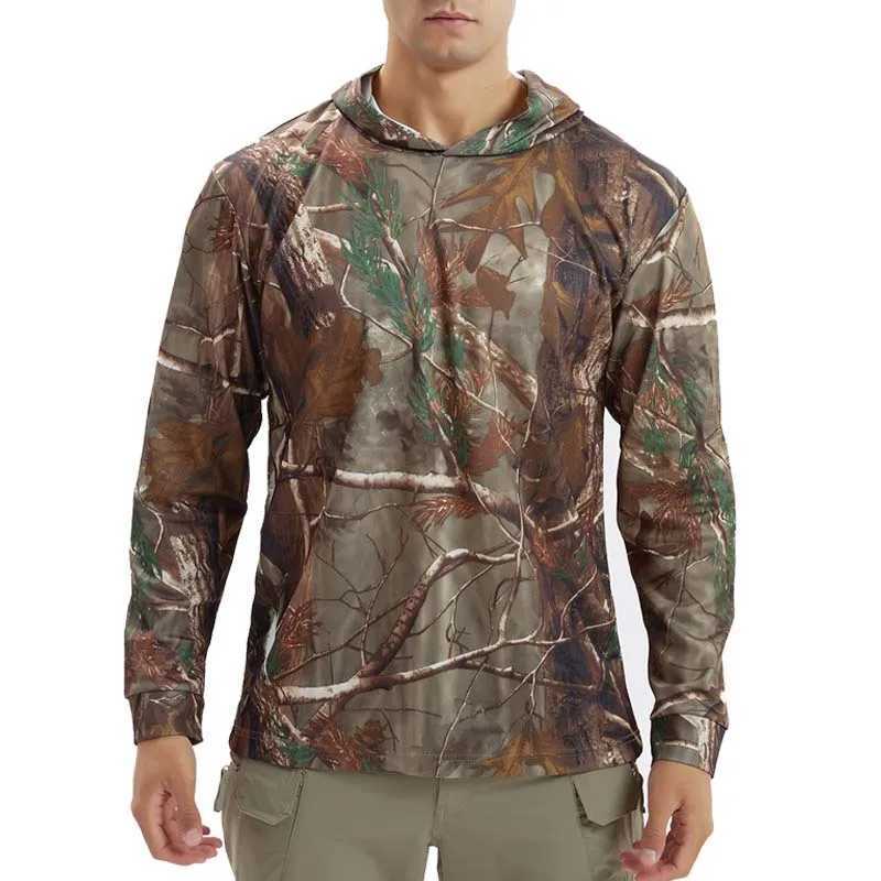 Camo Shirts Hunting Fishing Shirt Long-Sleeved Sunshade Shirt Top Elasticity Loose Outdoor Casual Jungle Camo T-Shirt NewXJ240819