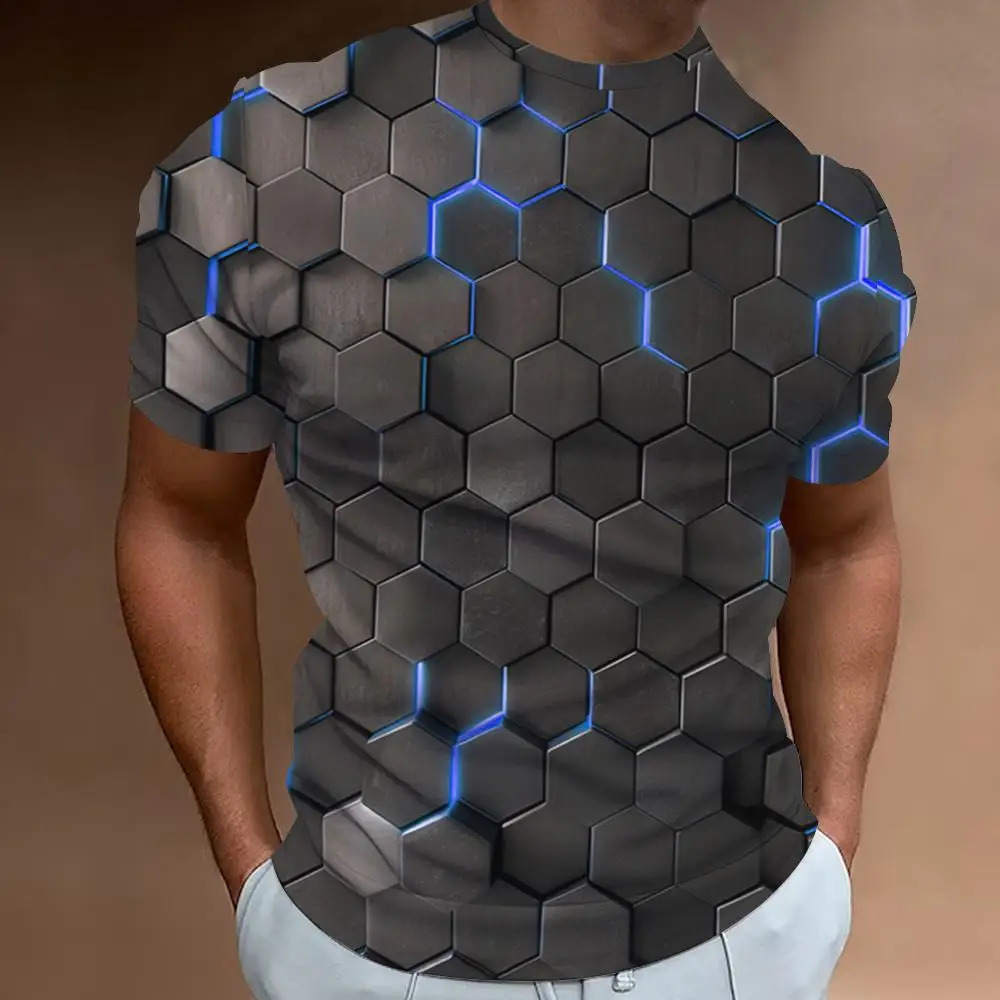 3d Broken Rock Print Mens TShirt Summer Casual Short Sleeved Top Fashion Sports Shirt Loose Oversized Tees For Men 2024 240820