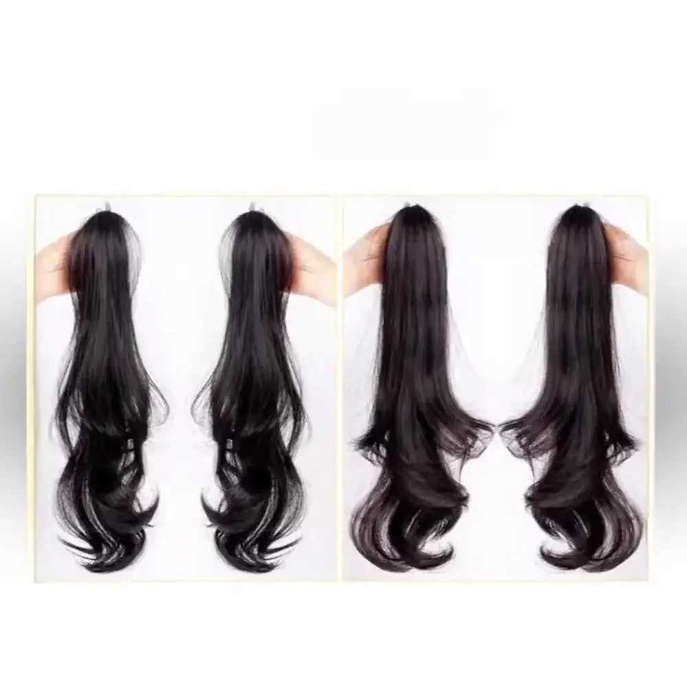 1 piece of synthetic wig simulating Lop eared rabbit with long curly and fluffy braids. Braid grab clip on Wig hair extension 45cm W240817