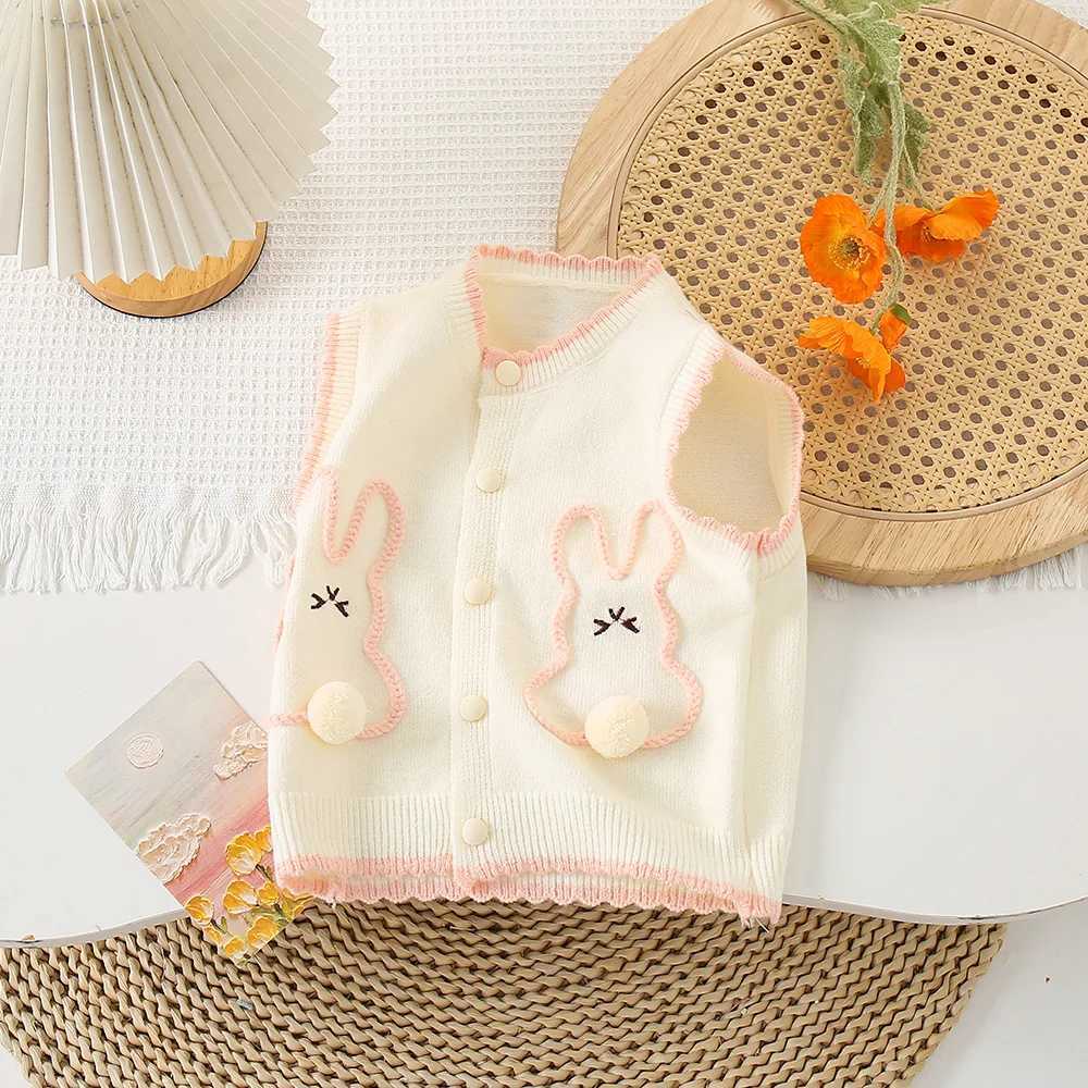 Girls Knitted Vest Spring Autumn 2024 Children Woolen Jersey Sweaters Coats For Baby Outerwear Clothes Kids Tops Cute Costume 5YXJ240819