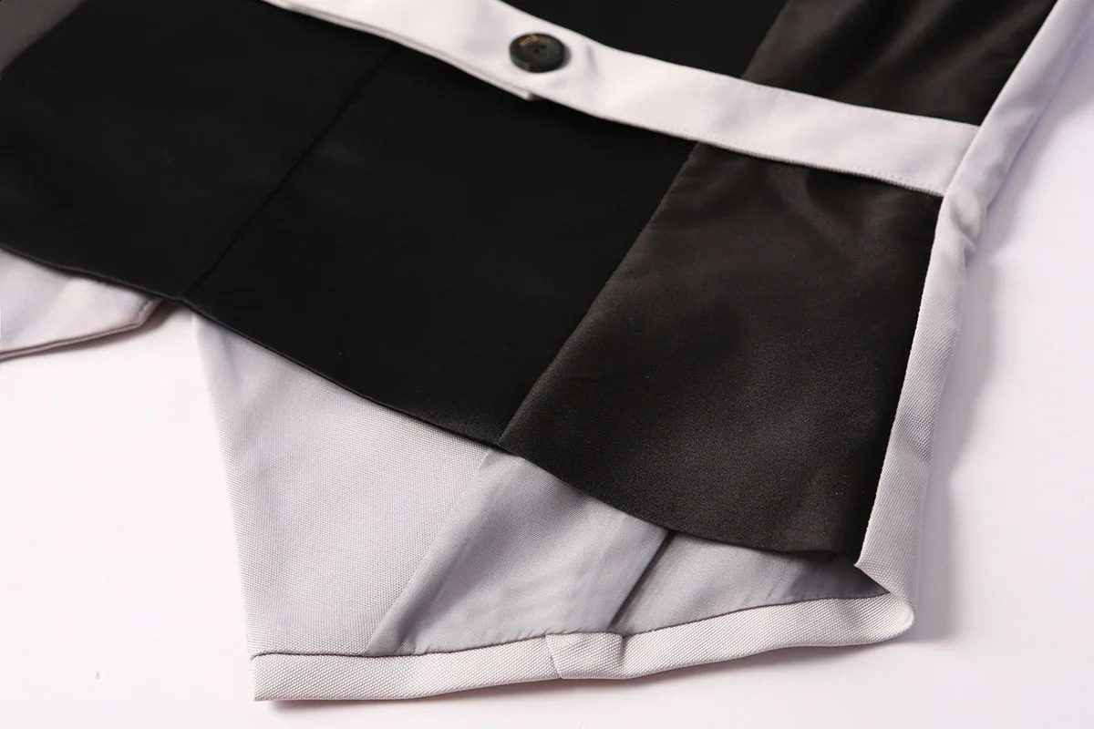 Wxw0716 spliced color vest jacket womens single chest ultrathin office short Vneck 240819