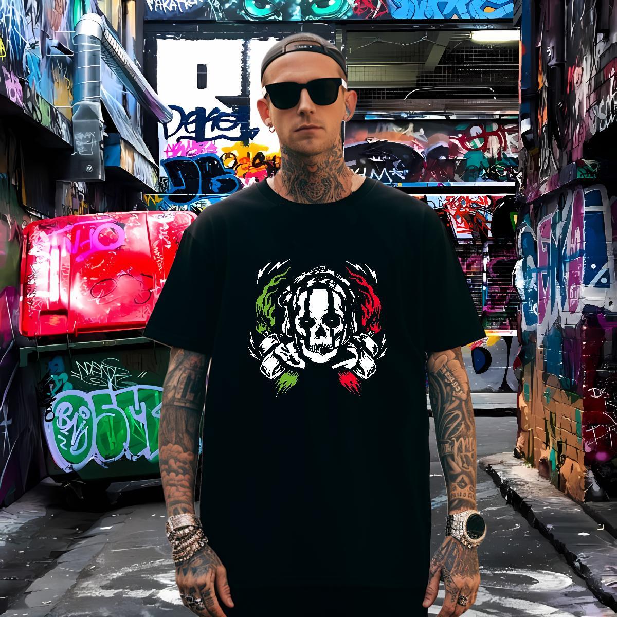 T Shirts Men 230g 100% Cotton scary Summer Casual Breathable Crew Neck Custom Printed Men Tshirts Fashion Casual Loose Tops Shirt