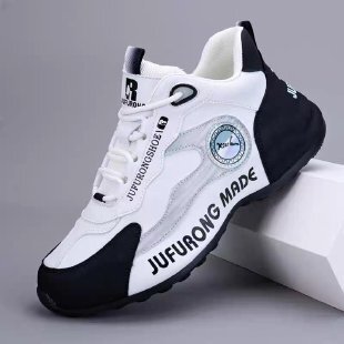 Ddmysports Sports For Both Men Women Spring And Autumn New Item Leather Face Color Blocked Running Shoes Thick Soled Lightweight Student Casual OUTDOO