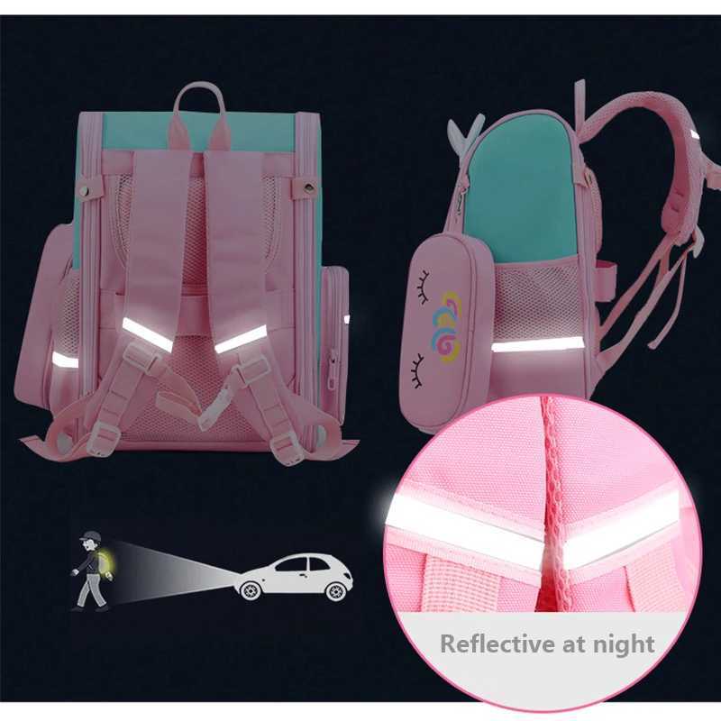 Cartoon Unicorn School Bags Wheeled Backpack for girls Trolley Bag with Wheels Student Kids Rolling Backpack Trolley Bag Y240820