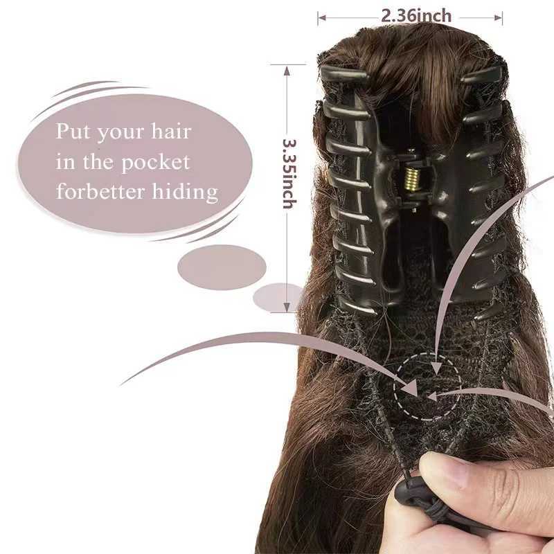 A ten inch large wave clip with a curled ponytail. Synthetic high-temperature silk wig with ponytail W240817