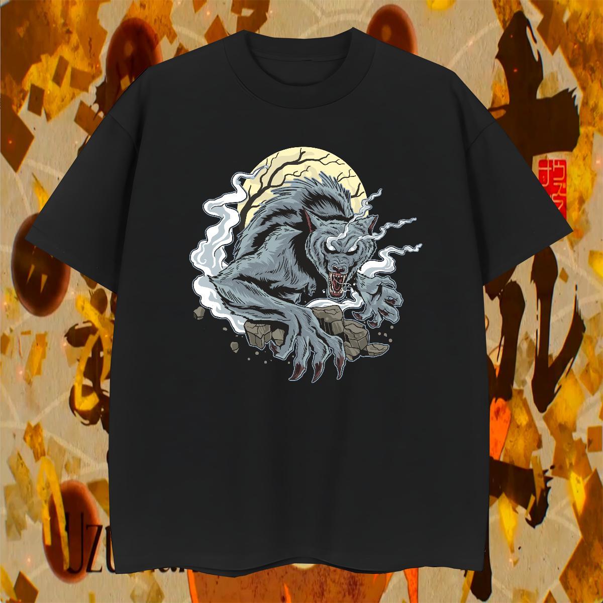 Unisex Mens T Shirts wolf Crew Neck Daily Wear DIY Anime 100% Cotton 230g Tshirt for Man Woman 2024 DIY Tees Shirts