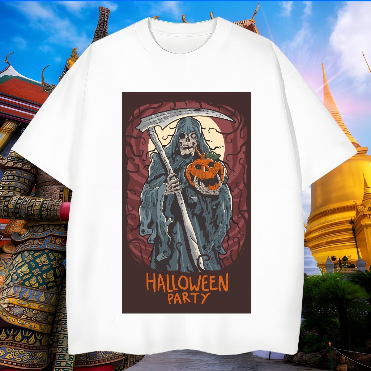 Loose T Shirts Men halloween Breathable Soft Beach Oversized 230g 100% Cotton Couples T Shirts Custom Tops Tees