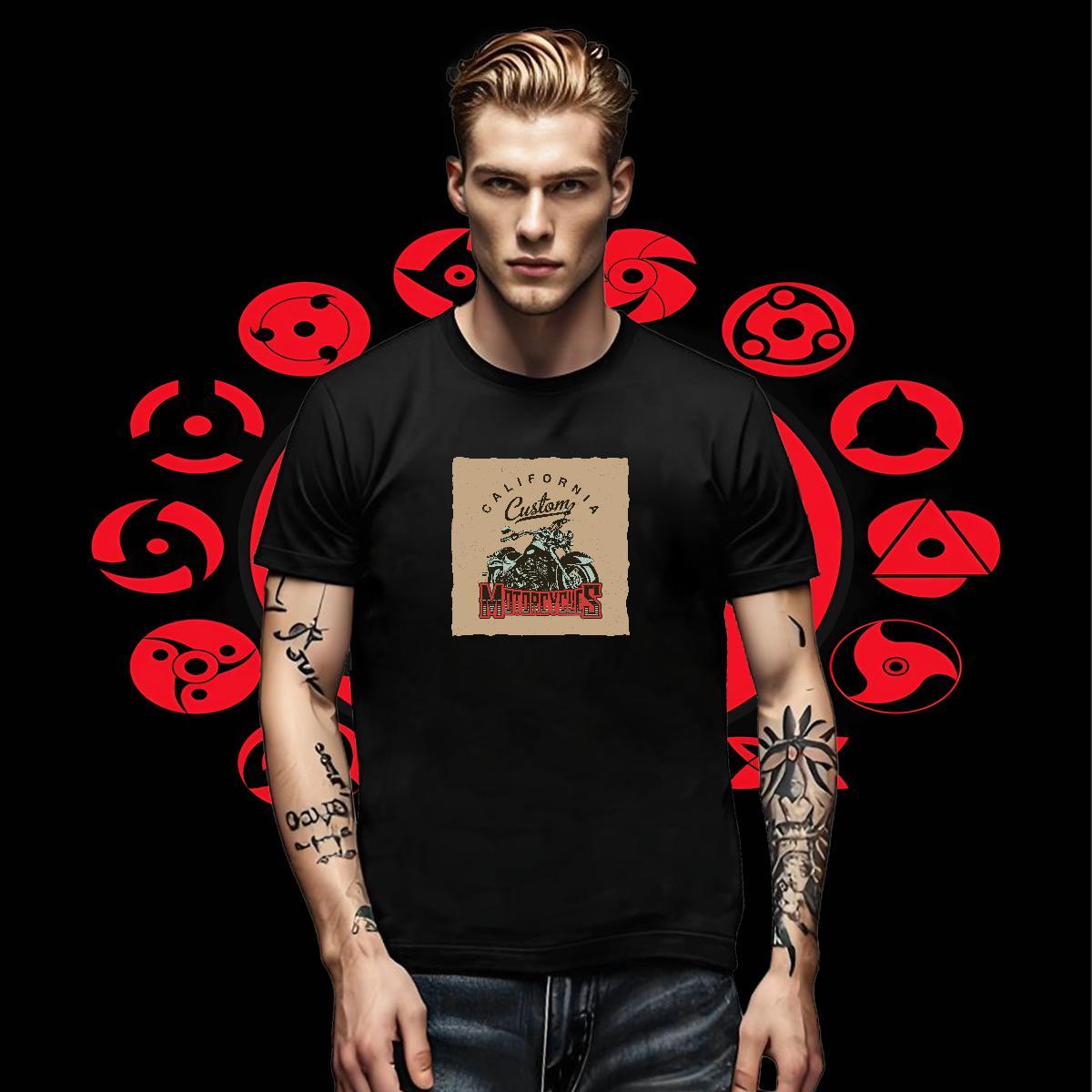 Cool Design Couples T Shirts Street Wear 230g Cotton DIY Printed Crew Neck Breathable Motorcycle Man T Shirts Fashion New Tees Shirts