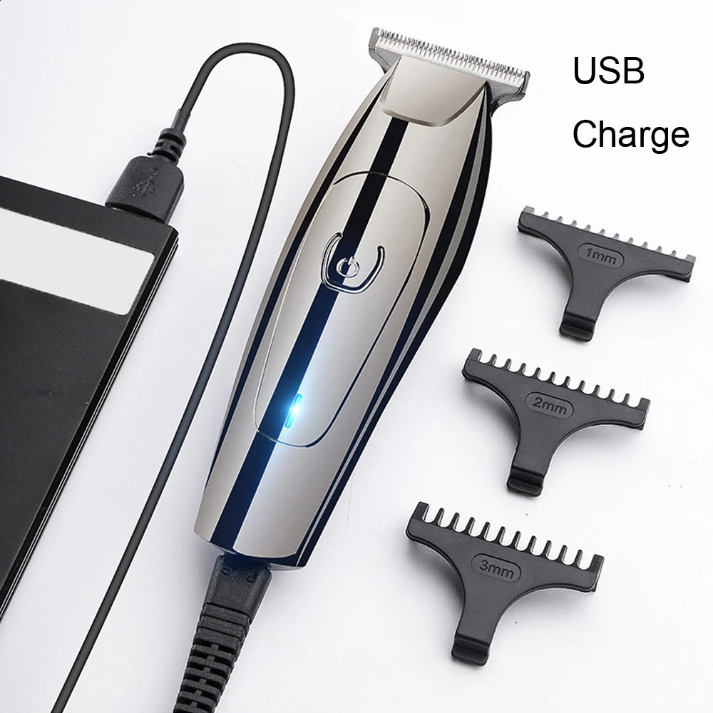 Professional USB Rechargeable Hair Trimmer For Men Barber Washable T-Blade Clipper Baldhead Razor 240808 C260312