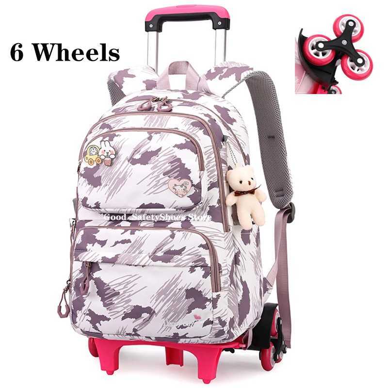 Trolley Schoolbag Kids Wheel School Backpack Removable Children School Bags For Girls With Wheels Kids Girls Luggage Book Bags Y240820