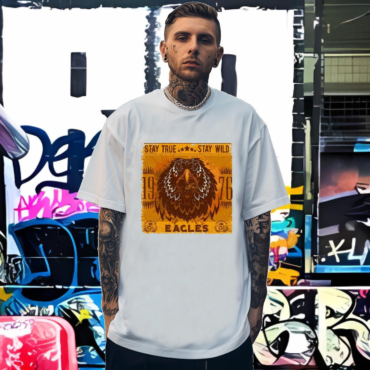 Cool T-Shirts eagle Breathable Hip Hop Street Custom Big Size 100% Cotton 230g Tshirts New Arrival Tees