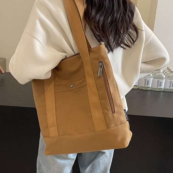ISN design multi pocket commuting thick canvas student leisure tote bag, tutoring bag