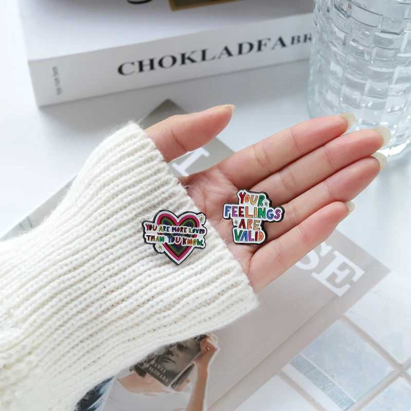 Your feelings are effective enamel pins mental health brain Brooch creative cool text badges trend lapels jewelry gifts to give to friends W240815
