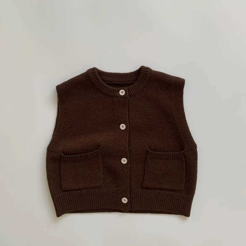 Autumn winter Kids Sleeveless Sweater Kids Sweater Pure Printing Knitted Vest For Boys Girls School UniformXJ240819