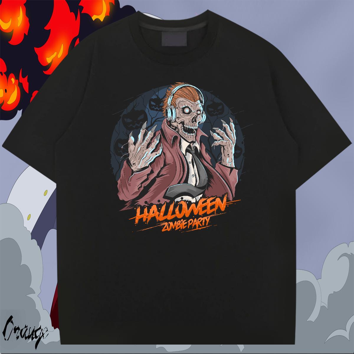 New halloween Mens Tshirts 230g Pure Cotton Mens T Shirts Custom Printed Hip Hop Street Breathable Short Sleeve Comfortable Tees