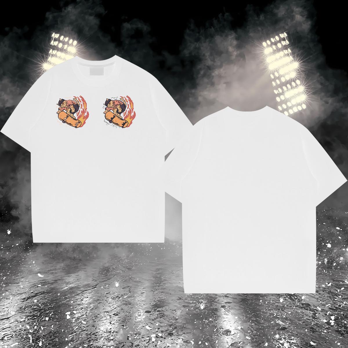 2024 Summer Men Tees cat Summer Casual 230g Pure Cotton Tops Tees Breathable Short Sleeve Classic T-Shirts Oversized 3XL 4XL