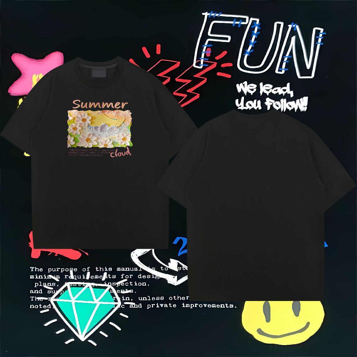 DIY Men Clothes T-Shirt flower Casual 230g 100% Cotton Tee Shirt Breathable Short Sleeve High Quality Men T Shirts DIY Printed