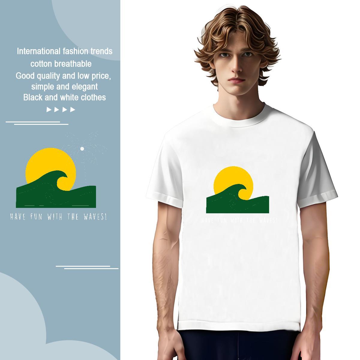 Brand sea 230g Pure Cotton Mens Tshirts Daily Outfit Short Sleeve Soft T-Shirts for Men 2024 Summer Cartoon Print Top Tees
