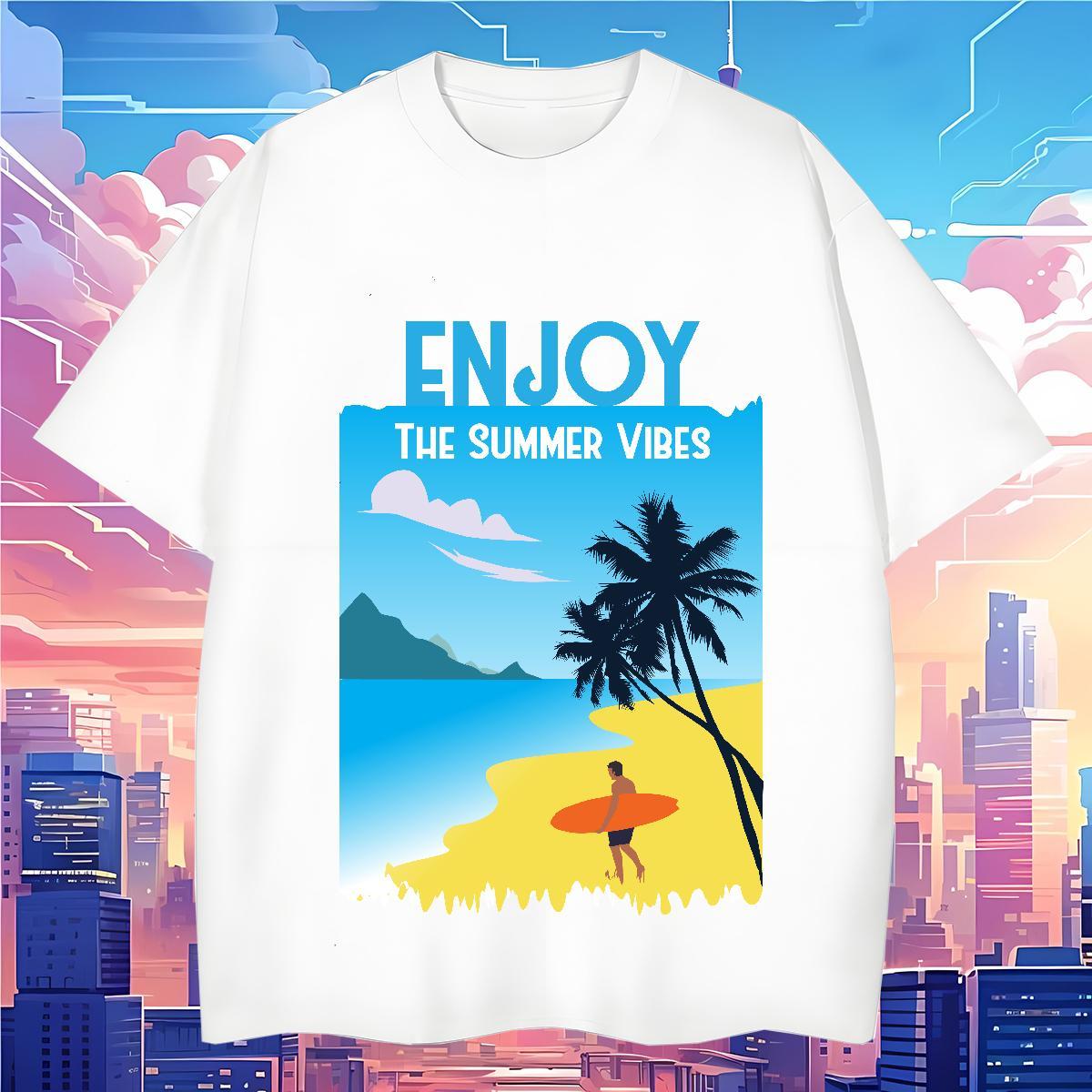 Cool beach 230g Cotton Men Tees Casual O-Neck Short Sleeve T-Shirts Customized Asian Size Wear
