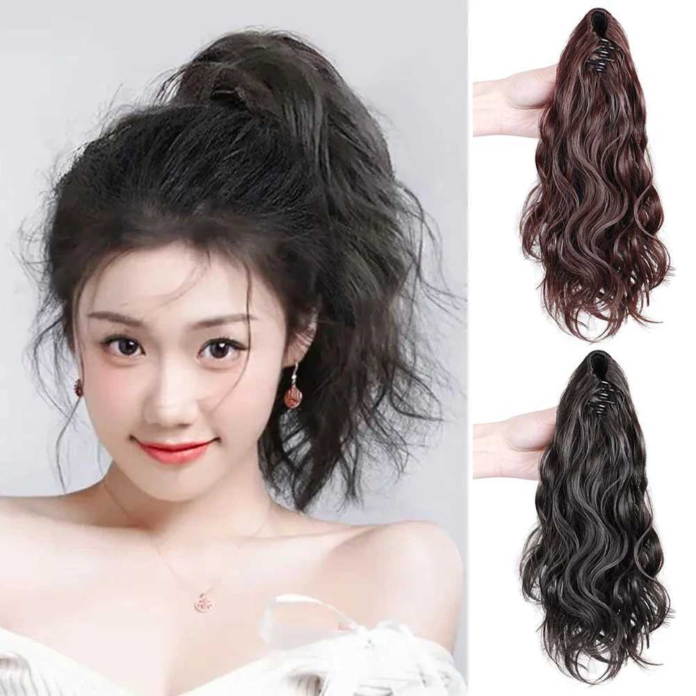 Cloud Perm short ponytail wig suitable for women with fluffy grip clips low ponytail natural simulation long hair gentle weaving W240817
