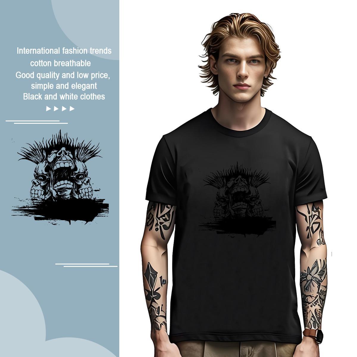 T Shirt For Man 230g Pure Cotton scary Street wear Hip Hop Breathable Soft DIY Printed Tshirts Fashion Casual Free Shipping Tees