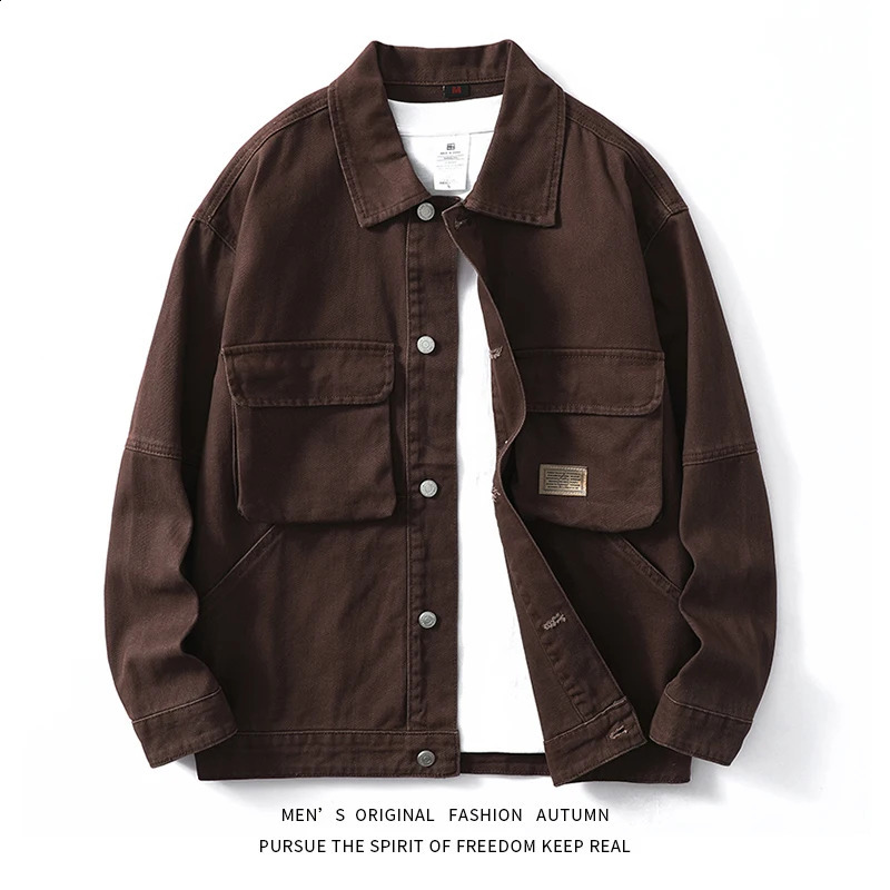 Autumn American Gangster Handsome Mens Workwear Denim Jacket Hundreds of retro classic Japanese denim casual blouse shirt y240819