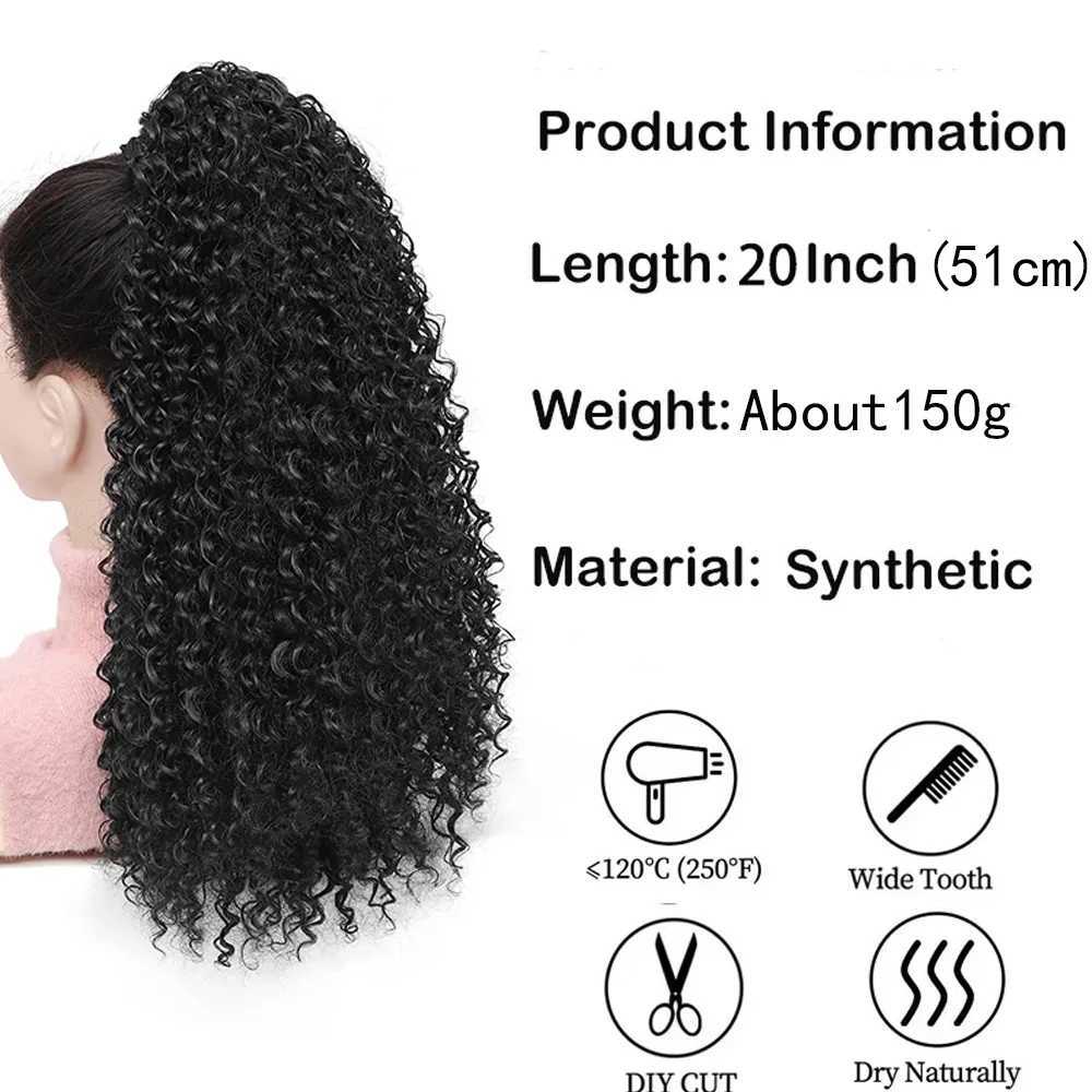 Long African Curly Pulling Tail Synthetic Fluffy Twisted Curly False Tail Extended Fluffy Curly False Hair W240817