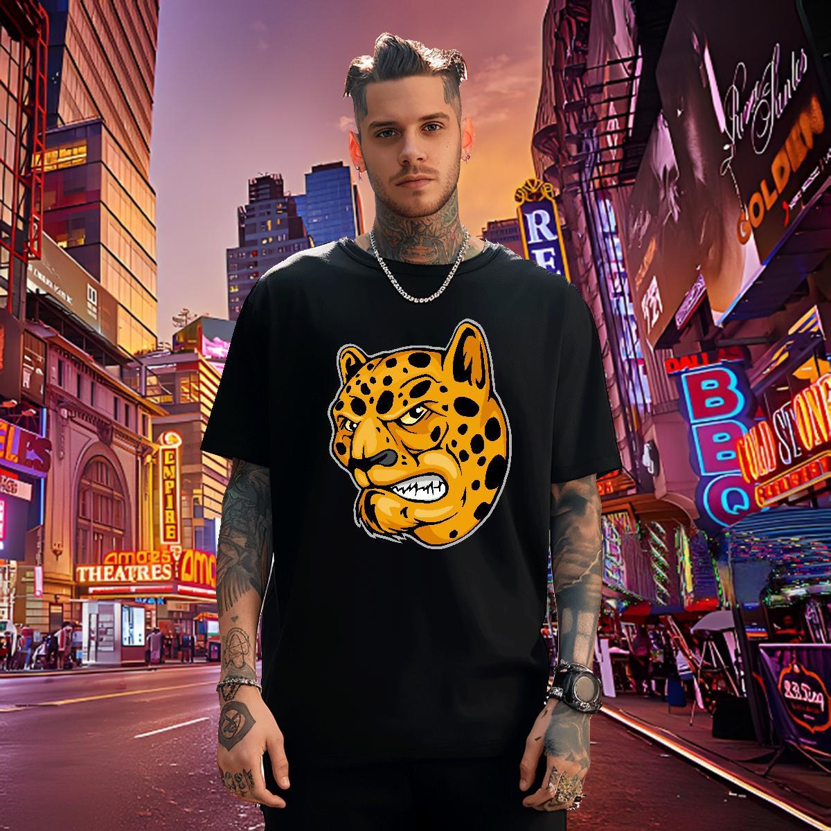 Brand T shirt leopard Round Neck Short Sleeve Outdoor Graphic 230g 100% Cotton Mens Tshirts Casual New Tops