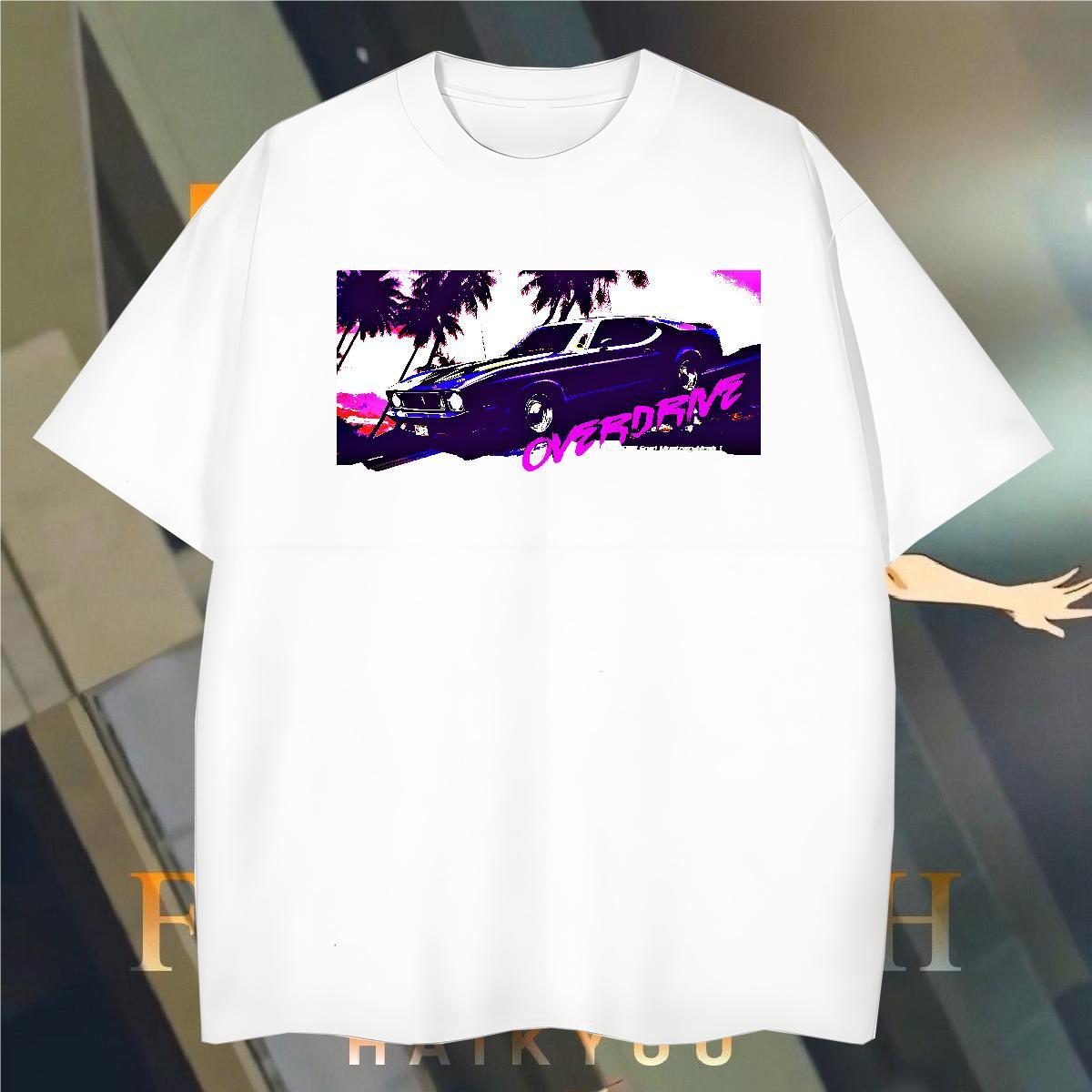 Brand car 100% Cotton 230g Tshirt for Man Woman Daily Wear Breathable Short Sleeve T-Shirts for Men New Plus Size Cartoon Tees