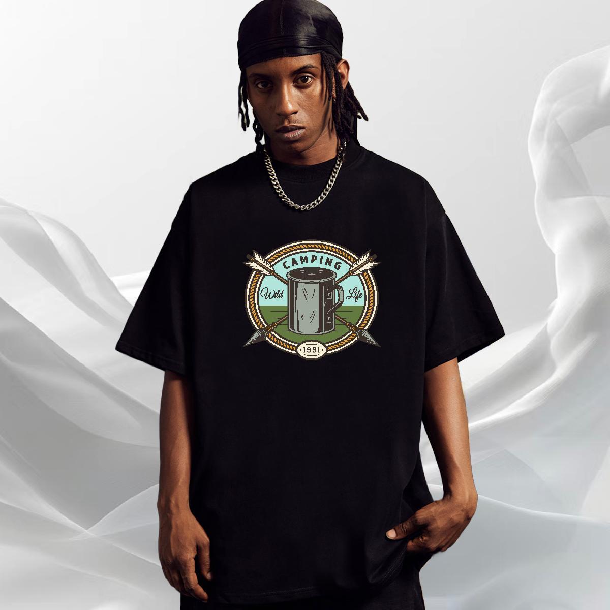 Classic Men Tops Tees Daily Wear 230g 100% Cotton DIY Logo Oversized Breathable Soft tool T-Shirts for Men 2024 Summer Top Tees