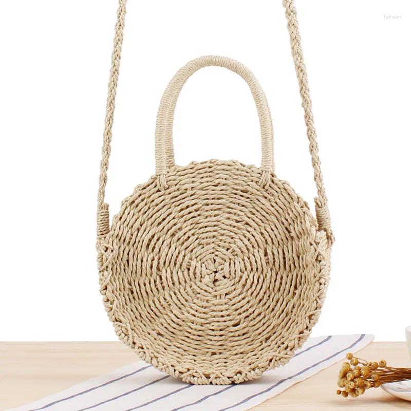 2025 NEW Shoulder Bags Vacation Beach Handmade Round Handheld Dual Purpose Casual Grass Woven Bag zhanyishengli