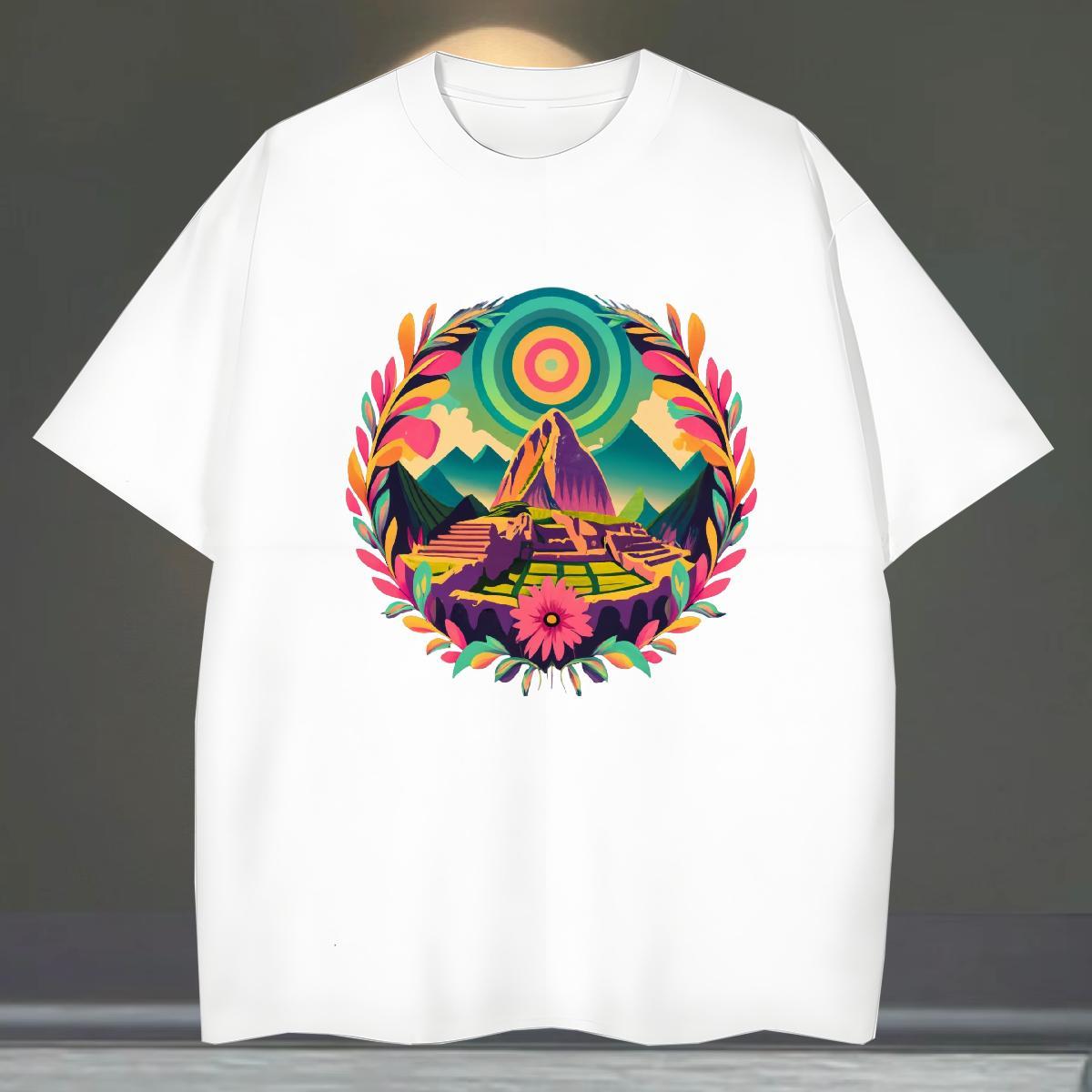 Brand Mens Tshirts Home Outdoor 100% Cotton 230g Black Oversized O Neck Short Sleeves mountains T Shirts Men DIY Tees Shirts