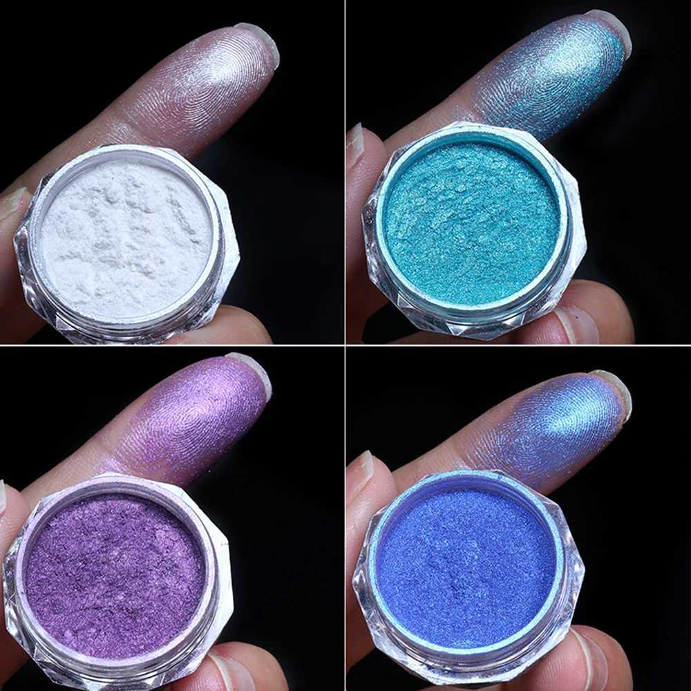 Purple Gradient Chrome Pearl Nail Powder Mirror Effect Nail Art Glitter Pigments Dust Super Shiny Nail Rubbing PowderXJ240815