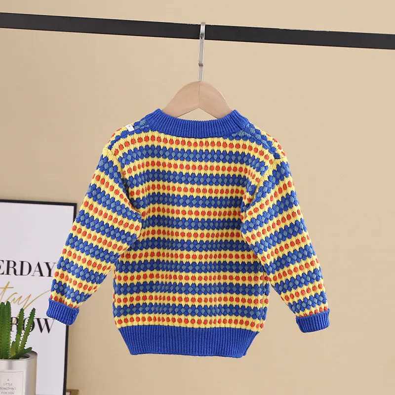 New baby mens warm autumn and winter childrens sweaters knitted sweaters womens colorful striped sweaters W240820