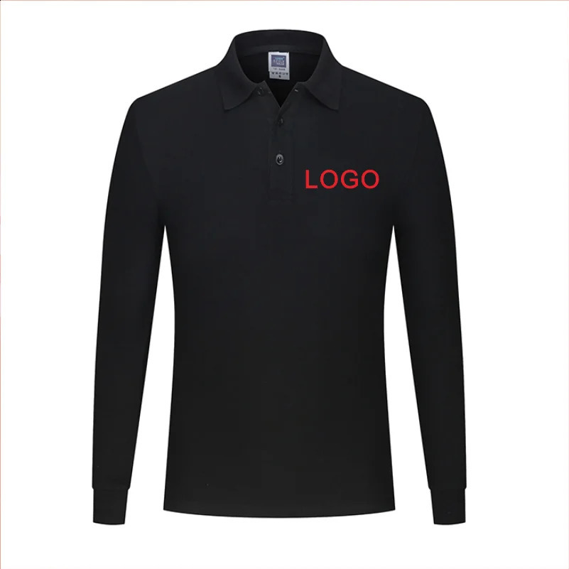 Autumn health cotton long-sleeved polo shirt personal company group uniform custom printing n po 240820