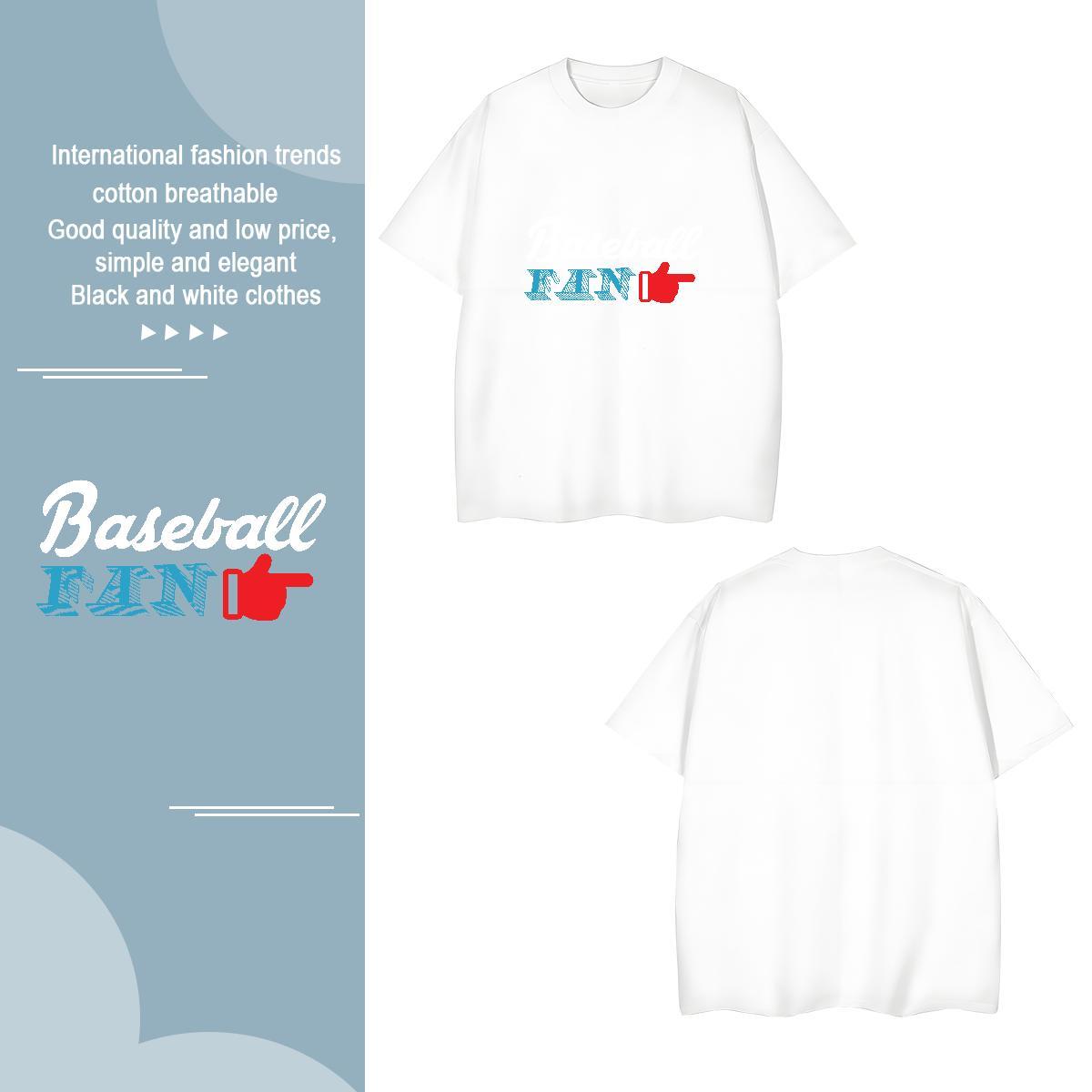 Cool baseball 100% Cotton 230g Tshirt for Man Woman Sport Crew Neck Breathable T shirt Designer Fashion Skull Tops Shirt
