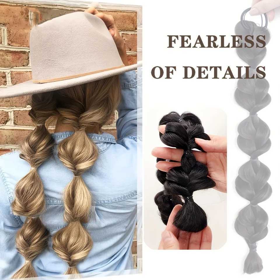 OLACARE Synthetic Bubble Twisted Ponytail High Elasticity Wig Female Hair Side Natural Lantern Braid Black House Tail Hair W240817