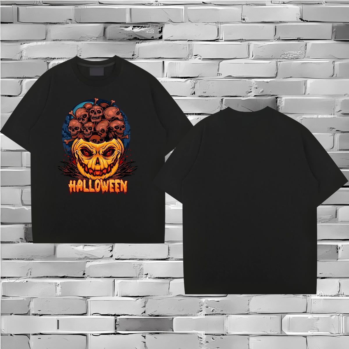 Cool Men T Shirts pumpkin Breathable Short Sleeve Daily Outfit Custom Anime 100% Cotton 230g Men Tshirts 2024 Tee Shirt